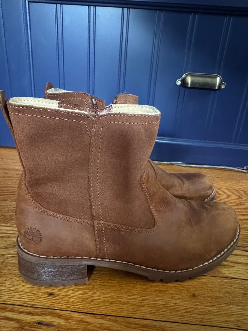 Timberland Brown Leather Suede Ankle Combat Boots
